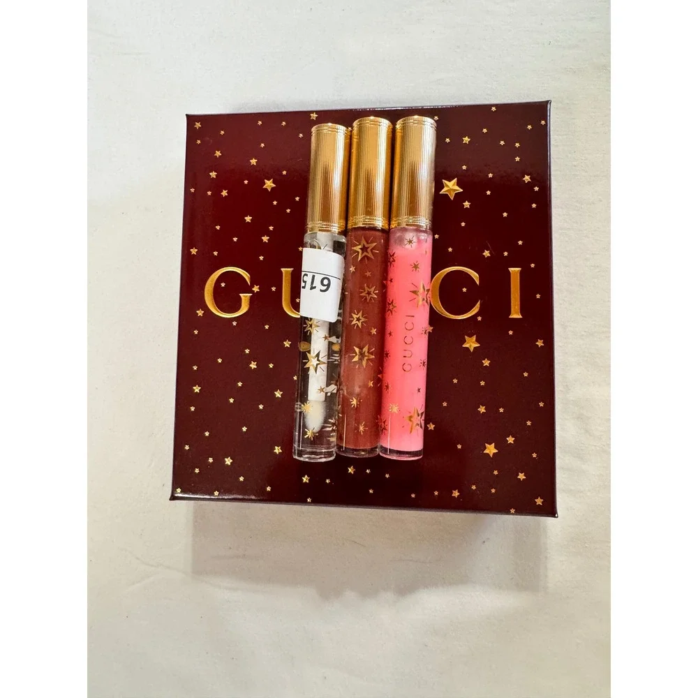 Gucci Beauty Rosso Ancora 509 Lip Set Matte Liquid & Glow Lipstick 3 Piece New